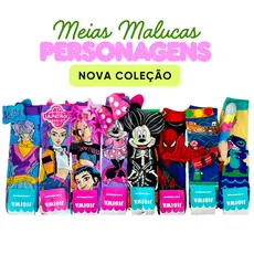 Meia Maluca Divertida Personagens 3D Cano Alto: Guerreiras do K-Pop | Homem Aranha | Semana Maluca | Volta Às Aulas