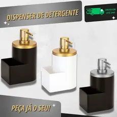 Dispenser de Detergente 600ml - Sistema de Pressão e Suporte para Bucha - Arthi
