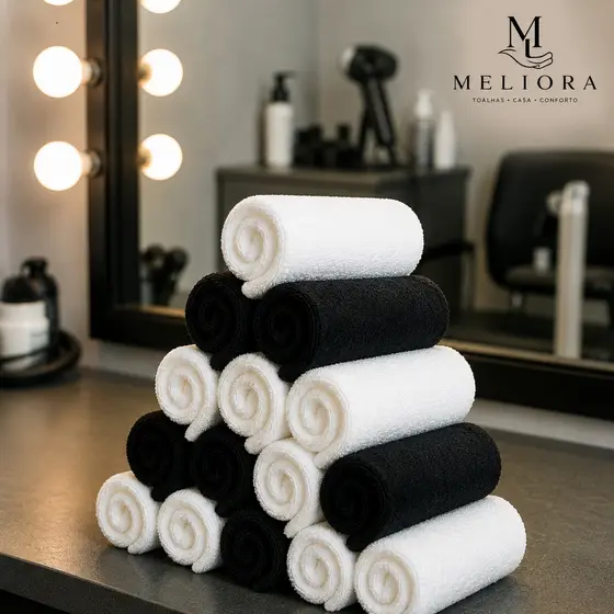 Kit 6 Toalhas para Salão de Beleza 45x62cm Algodão Macias Absorventes e Profissionais