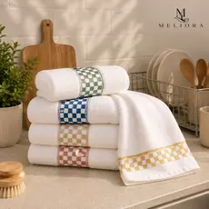Kit 4 Panos Jacquard Xadez Premium Algodão Super Absorção 45x60cm Alta Qualidade