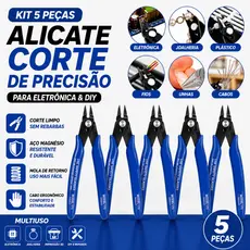 Kit De 5 Alicates E Descascadores De Corte Nivelados Diagonais De Precisão