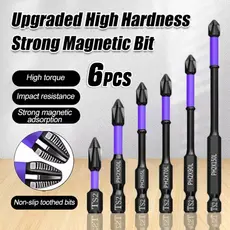 6 Pcs Bits Magnético Ponteira Philips Parafusadeira Ph2 Jogo Imantado Antiderrapante Com Imã Sextavado
