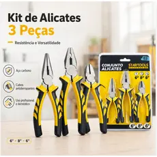 kit 3 alicates 6” aço forjado corte universal e bico profissional