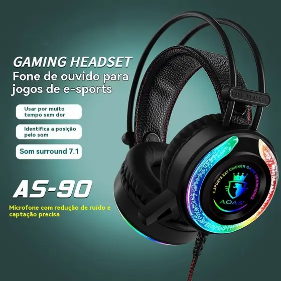Fone De Ouvido LED Gamer Com Microfone USB E P2 Para PC , Computador , Celular Videogame