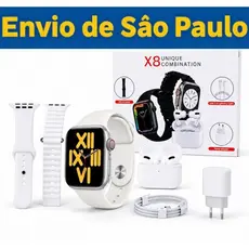 SmartWatch X8 Pro Relógio inteligente + Set de fones de ouvido–Chamadas Bluetooth Relógio de tela táctil IOS & Android