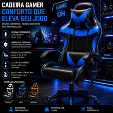 Cadeira Gamer Ergonômica Profissional Reclinável com Apoio para Pés e Altura Ajustável para Escritório e Casa