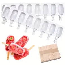 8 Part Forma de Sorvete Molde de Picolé Sorvete de Silicone Flexível + 50 Palitos