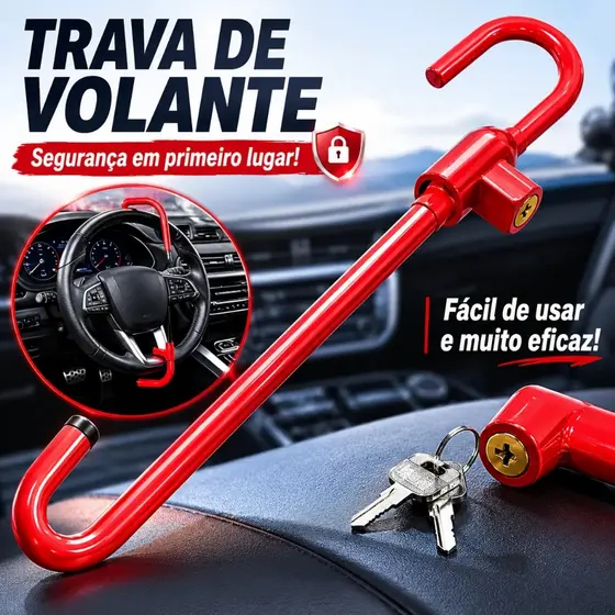 Trava Carneiro Antifurto Pedal E Volante De Aco Para Carro