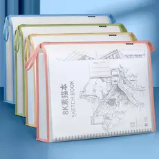 Saco de arquivo de arte transparente grosso de EVA tamanho A3, com zíper, saco de aconselhamento portátil, saco de armaz