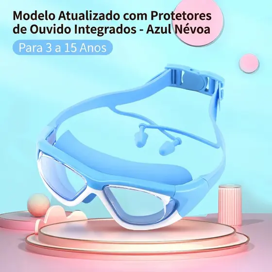 Óculos de Natação Infantil Impermeável Antiembaçante com Protetor Auricular – Meninos e Meninas