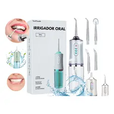 Irrigador Dental Higiene Oral Dentes Gengiva Portátil Recarregável Limpeza Bocal Jato de Água Forte