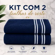 Kit com 2 Toalhas de Rosto Academia Camesa 45x70cm Algodão Super Macia Com alta absorção