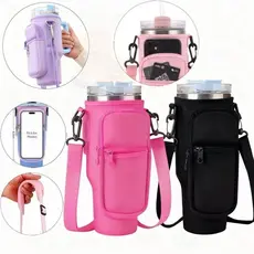 Bolsa Porta Garrafas De Água Compatível Com Copo 40oz 1,2 Litro Para Celular Chaveiro Com Alça De Ombro Ajustável