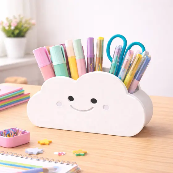 Porta Canetas Organizador Nuvem Organizador de Mesa Infantil e Escritório