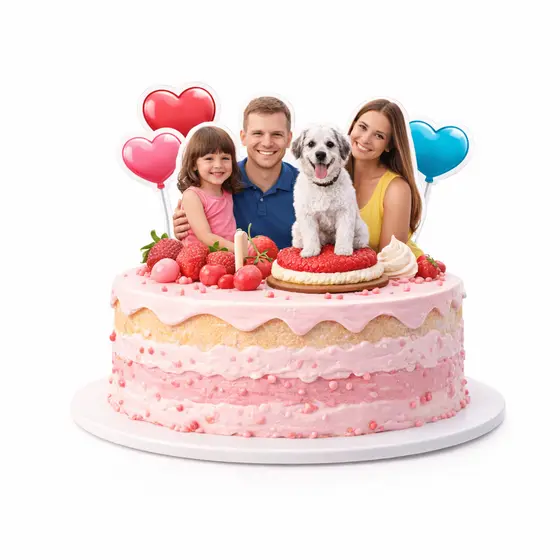 Topo de Bolo Personalizado com Foto Kit 6 a 15 Peças Topper Papel Fotográfico Nome e Idade Festa Infantil Aniversário