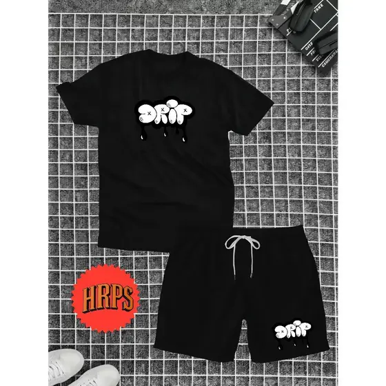 kit oferta camisa masculina proteção ombro a ombro 100% algodão e short tactel bermuda basica com bolsos laterais