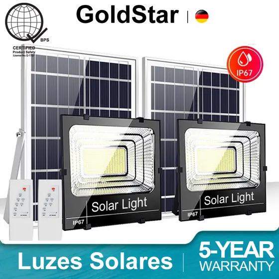 GoldStar lâmpada solar Refletor Led Solar 30000w Holofote Com Placa Bateria a Prova D'água Externo