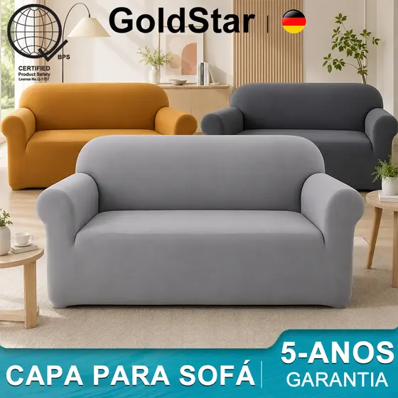 GoldStar Capa De Sofá Elástica Cinza Claro Protetor Lavável Antiderrapante Para Sala 1/2/3 Lugares