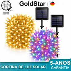 GoldStar Cortina De Luz Solar LED Pisca Pisca Cascata À Prova D'Água Para Jardim Varanda Natal Festa Casa Decoração Luz