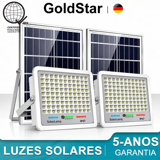 GoldStar lâmpada Solar Refletor luminária Led Holofote Com Placa Bateria a IP67Prova Dágua Externo