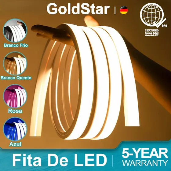 GoldStar Fita de LED decoração Mangueira Neon Flexível 10 Metros Alto Brilho Siliconada IP65
