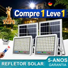 GoldStar Kit 2 Refletor Solar LED 8000W IP68 À Prova D'Água Com Placa Solar E Controle Para Jardim Garagem Externo
