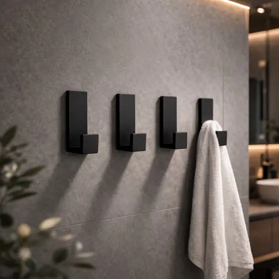 Gancho Adesivo de Parede Cabide Com Dupla Face Banheiro Toalha Porta Preto