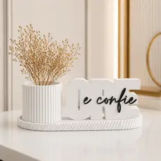 Kit Decorativo Ore e Confie com Vaso e Bandeja Decoração Sala Quarto Luxo