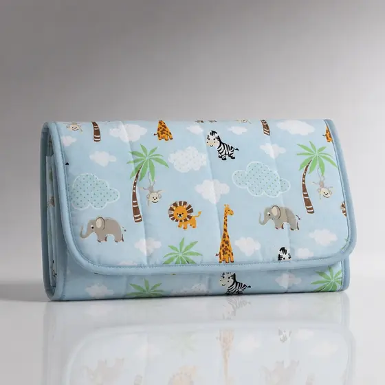 Trocador Portátil de Fralda Bebê Impermeável Dobrável Estampado 100% Algodão
