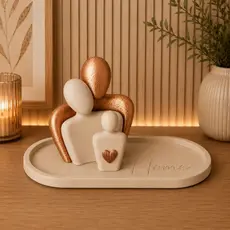 Escultura Decorativa Família com Bandeja Home | Enfeite Moderno para Sala e Aparador