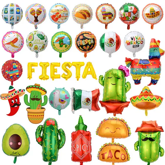 Balão Foil Tema Mexicano 18 Pol Cacto TACO Burrito Decoração Festa de Aniversário Brasil