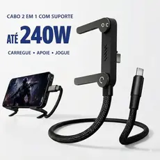 Suporte de Celular de Mesa Retrátil 240W Carregamento Super Rápido Dobrável USB Base Estável Pronta Entrega Premium