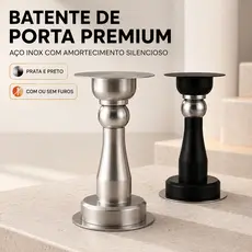 Batedor Batente Trava Porta Aço Inox Premium Amortecedor 3M Sem Furo E Com Parafusos Dupla Instalação