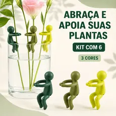 Kit 6 Clipe Prendedor Silicone Bonequinho Suporte Para Canudo Plantas Cabos Copos Decoração