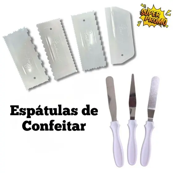 Espátulas de Confeitar Grande Para Bolo Doce 12 Desenhos Diferentes Para Confeitaria Profissional