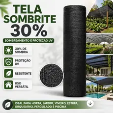 Tela Sombrite, Sombreamento 30%, Proteção UV, Para Horta Jardim Viveiro Estufa Orquidário Pergolado Piscina