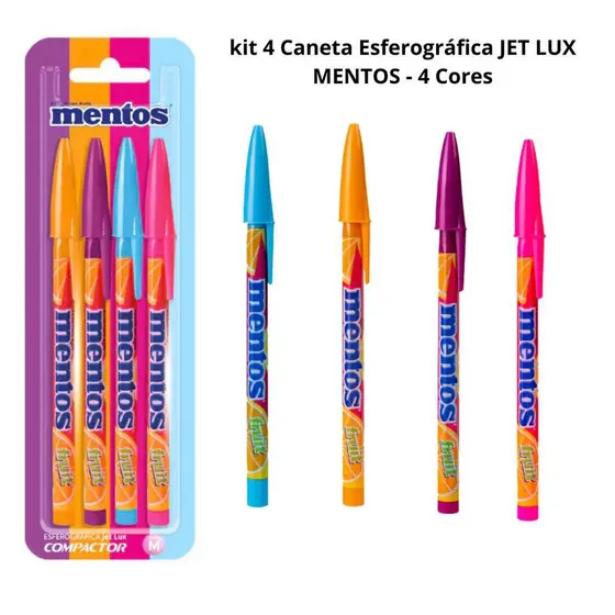 Caneta Compactor Mentos Esferográfica  1.0mm kit com 4 Cores vibrantes