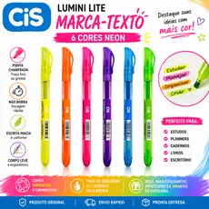 Marca-texto CIS Lumini Lite Neon, kit com 6 cores Neon