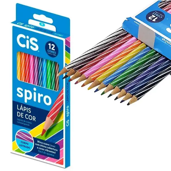 Lápis de Cor CIS Spiro – Caixa com 12 Cores Vibrantes
