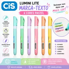 Kit Marca Texto Cis Lumini Lite Pastel kit com 6 Cores