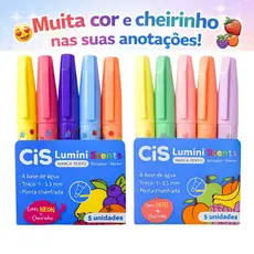 Mini Marca Texto Cis Lumini Perfumado com Cheirinho Scents Cores Neon e Pastel
