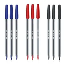 Kit 3 Canetas Esferográficas Scrit CIS 0.7mm Ponta Agulha Escrita Macia Azul Preta Vermelha