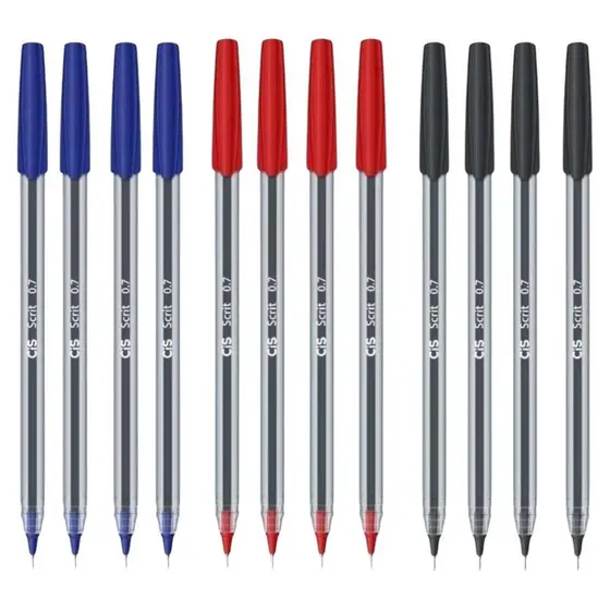Kit Canetas Esferográficas Scrit CIS 0.7mm Escrita Macia Ponta Agulha ENEM
