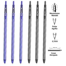 Caneta Esferográfica Retrátil CiS Spiro RT 0.7mm Preta e Azul – Traço Fino e Escrita Suave