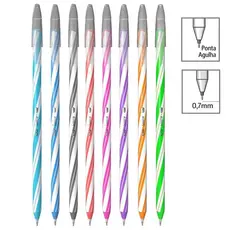 Kit 8 Canetas Spiro Gel CIS 0.7mm Coloridas – 8 Cores Vibrantes e Escrita Super Macia