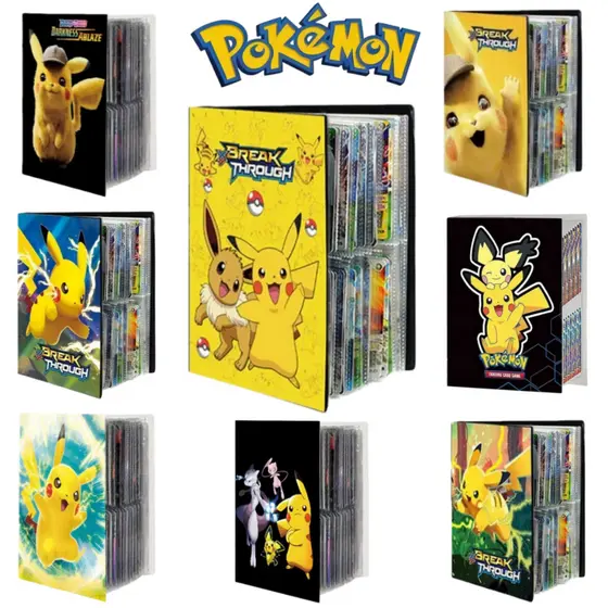 Álbum Pokémon 240 Cartas Infantil Coleção Pikachu Capas Variadas Organiza e Protege Cartas