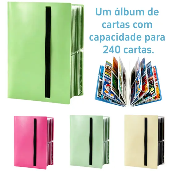 Álbum Pokémon 240 Cartas Capas Variadas Organizador Infantil para Cards TCG Colecionáveis