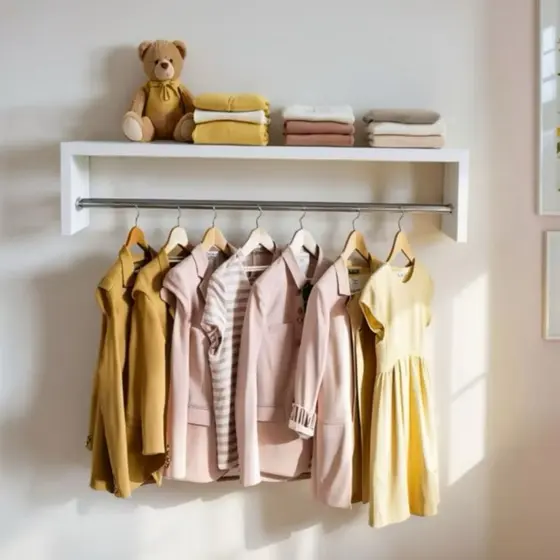 Arara de Roupas Branco Preto Cabideiro Pendurador de Roupa Suspenso