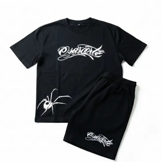 Kit Camiseta 100% Algodão Aranha + Bermuda Moletinho Osascorte Moto Grau 244 Streetwear Favela DM
