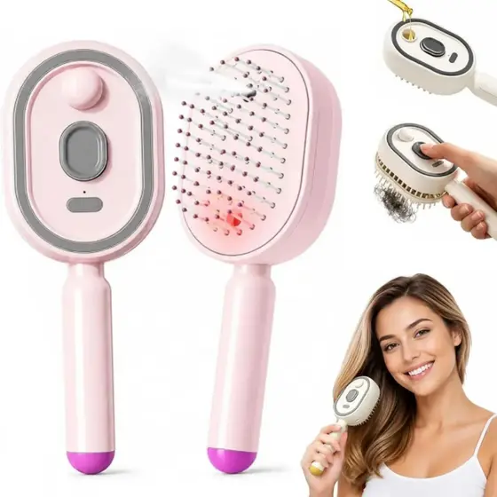 Escova De Cabelo Eletrica Recarregavel Com Vapor Spray Desembaraçadora Anti-Queda